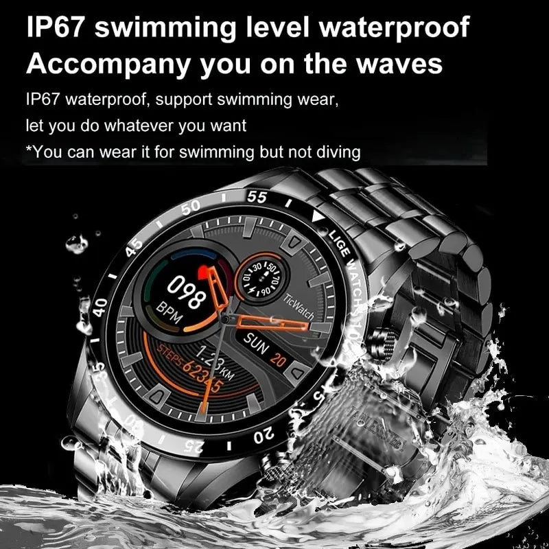 Smart Watch Men Full Circle Touch Screen Bluetooth Call Men Smartwatch Waterproof Sport Activity Fitness Watch+Box